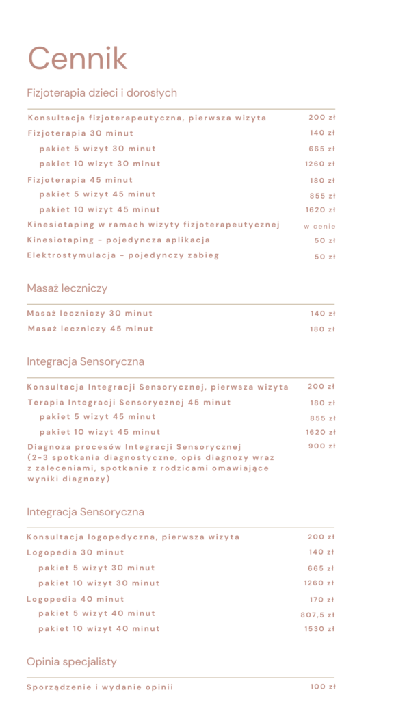 cennik physiointegra