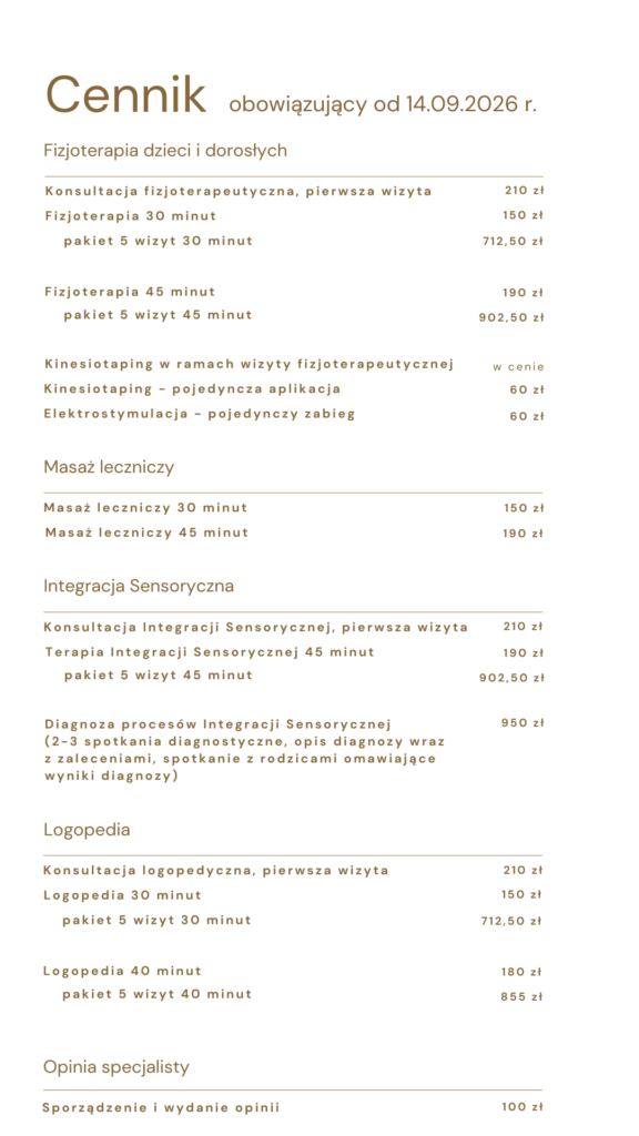 cennik physiointegra od 14.09.2026